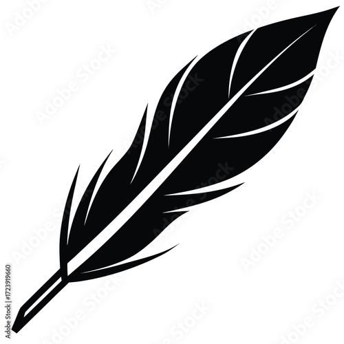 Vector art of black feather, a symbol of writing and literature