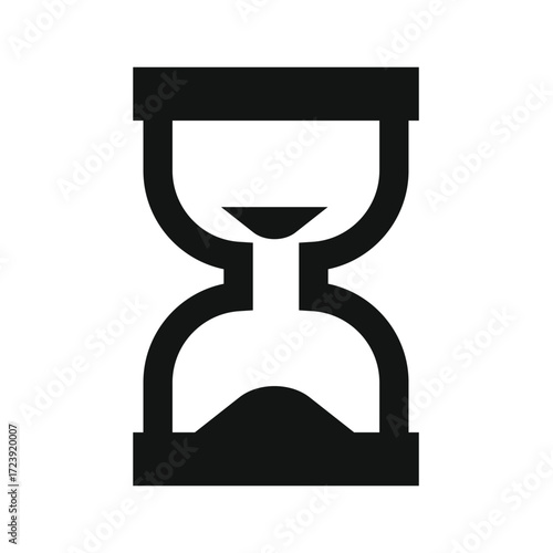 Simple black hourglass icon representing time passing waiting or deadlines in a minimalist design