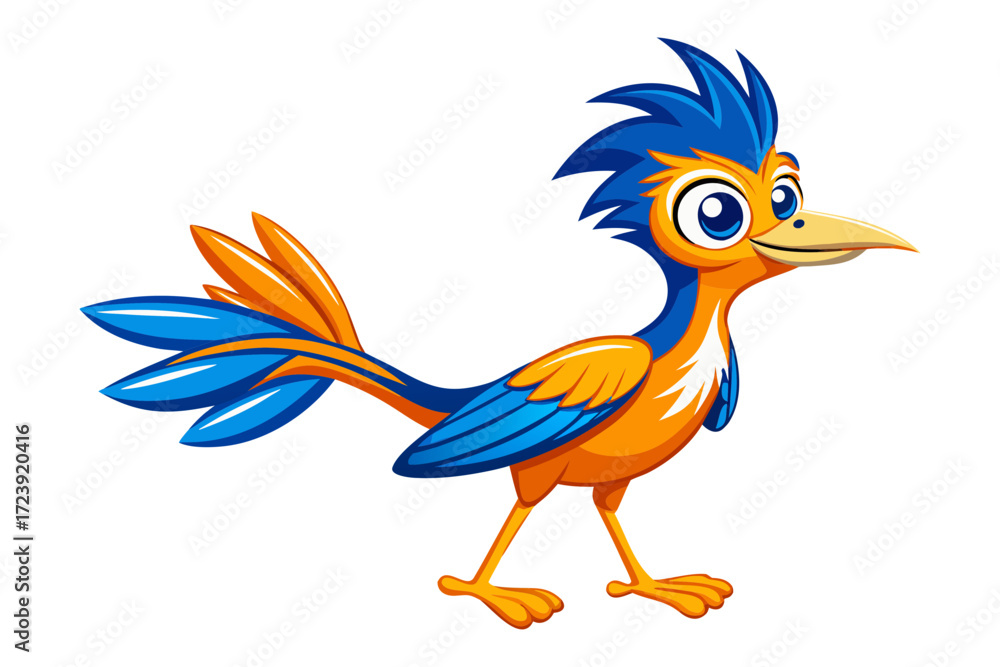 Fototapeta premium cartoon bird with a blue ribbon