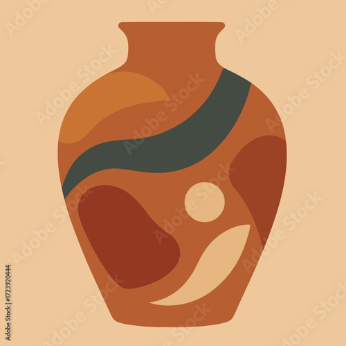 Abstract ceramic vase with colorful patterns in a modern art style for home decor