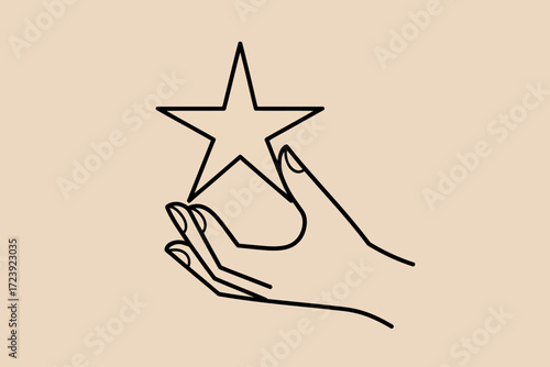 Delicate hand gently holds a shining star, representing dreams and aspirations.