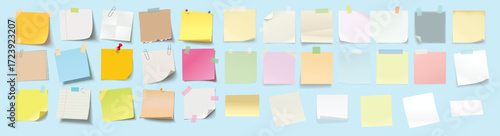 Collection of Colorful Sticky Notes and Paper Sheets Vector EPS
