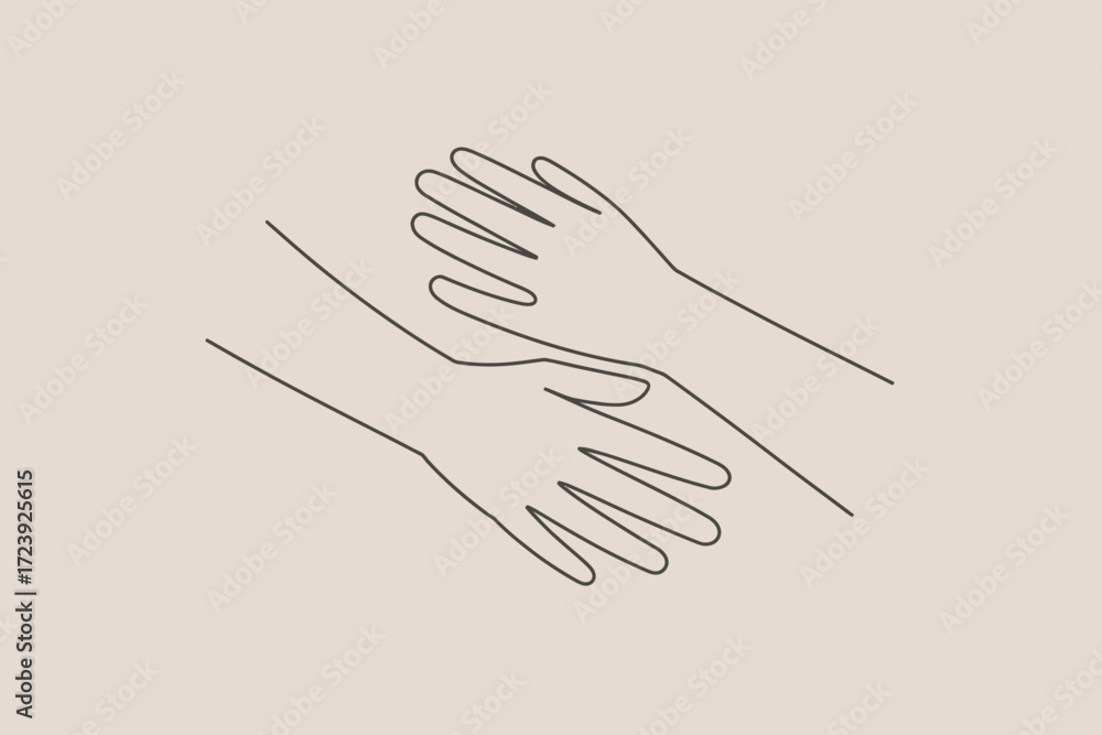 Obraz premium Gentle connection shown through intertwined hand outlines on a soft background, symbolizing support and unity.