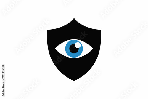 Digital shield with watchful eye symbolizing cybersecurity and data protection