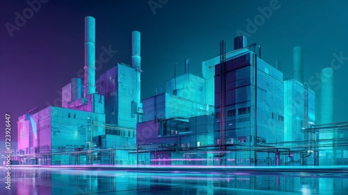 Neon Industrial Cityscape