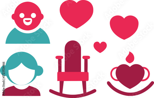 Grandparents day icons collection vector scalable eps illustration rocking chair family love vector
