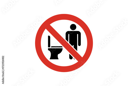 Prohibition sign indicating no entry or use of the toilet facility