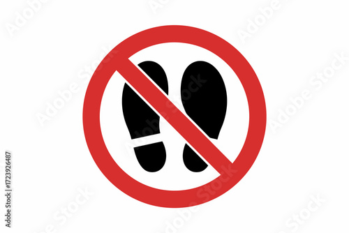 No entry symbol with footprints inside, representing prohibition or restriction