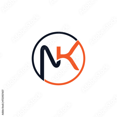 Kn lettermark with diagonal green slash crossing bold charcoal n