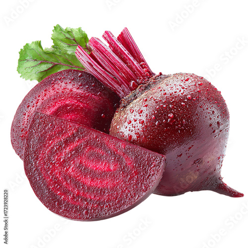 Bild auf Leinwand Fresh beetroots with water droplets isolated on transparent background