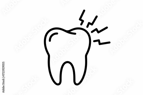 Illustration of a tooth experiencing pain with radiating signals of discomfort.