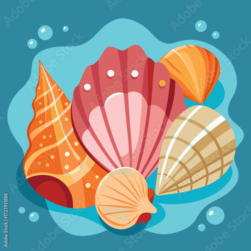 vector illustration of an abstract background with seashell
