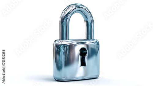 Shiny silver padlock isolated on white background