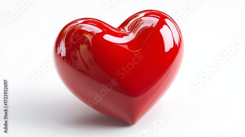 Glossy red heart shape on white background symbolizing love