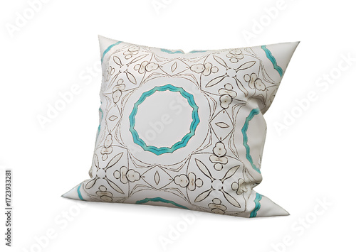 Soft colorful pillow isolated on white background for home decor and comfort