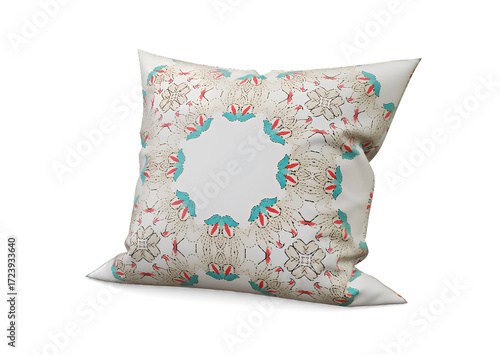 Soft colorful pillow isolated on white background for home decor and comfort