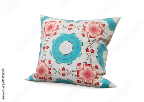Soft pink pillow isolated on white background for home decor and comfort