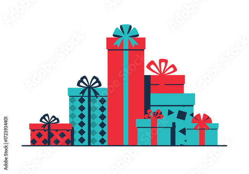 A variety of colorful gift boxes stacked together for special occasions.