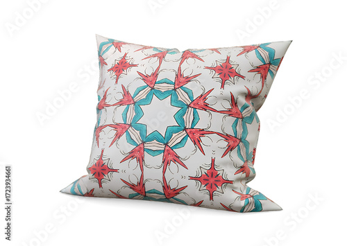 Soft comfortable pillow isolated on white background for home decor and bedroom furniture
