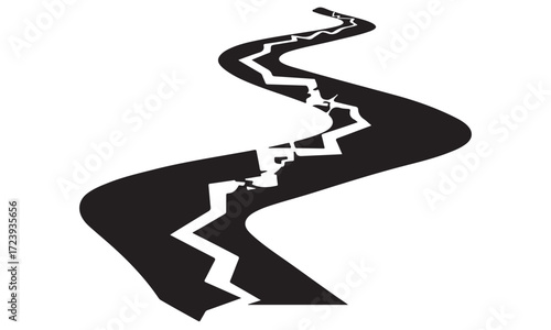 Winding Path with Jagged Cracks