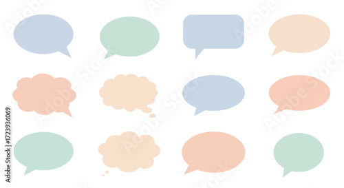 Pastel Speech Bubbles: Communication and Dialogue Icons.