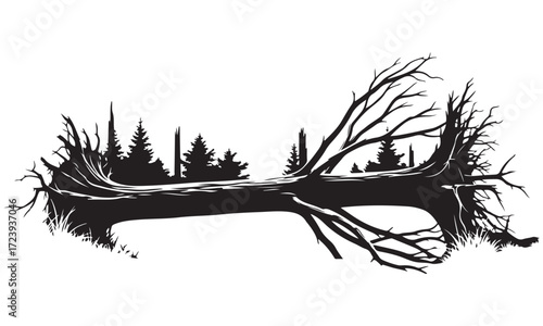 Mirrored Forest Silhouette Landscape