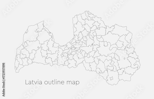 Vector map of country Latvia divided on regions