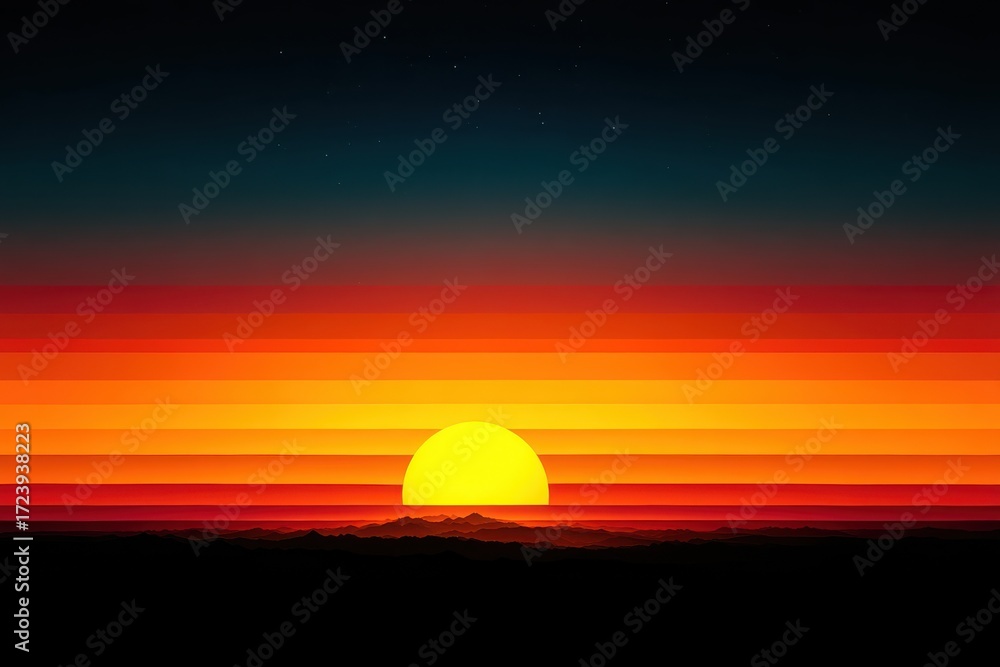 Obraz premium Vibrant sunset with gradient colors transitioning from orange to dark blue