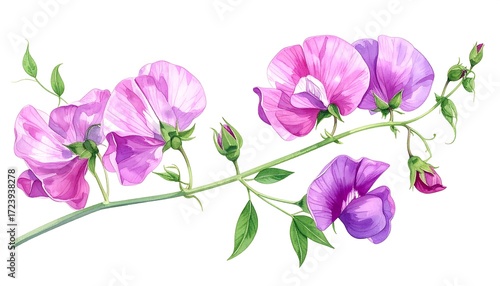 Delicate pink and purple sweet pea blossoms