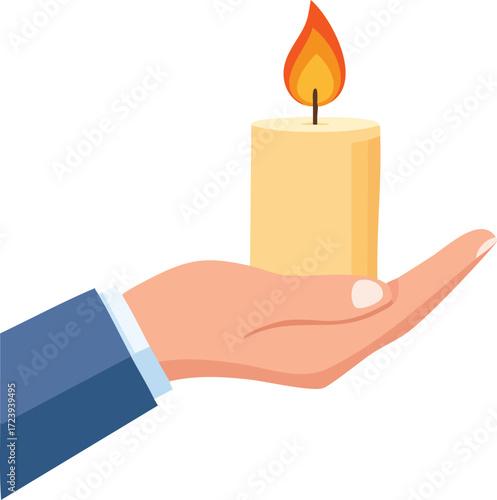A hand holding a lit candle, symbolizing hope, remembrance, or a moment of reflection.