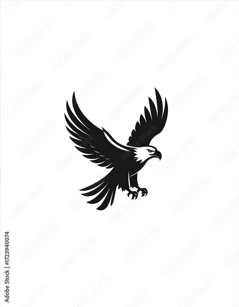 Fototapeta premium Black silhouette of a soaring eagle
