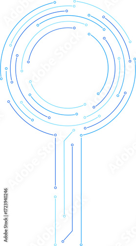 Abstract technology magnifying analytic outline line art vector