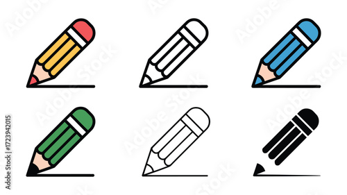 Vector art of set of six colorful pencils drawing a line vector illustration of school supplies and stationery item