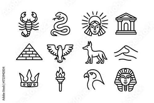 Ancient egyptian icons: linear symbols of egypt’s rich heritage and mythology