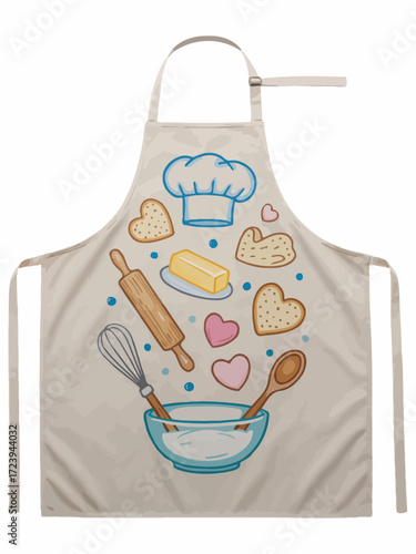 Charming Bakers Apron with Whimsical Baking Elements Depicting Culinary Creativity and Home Baking Adventures for Food Lovers