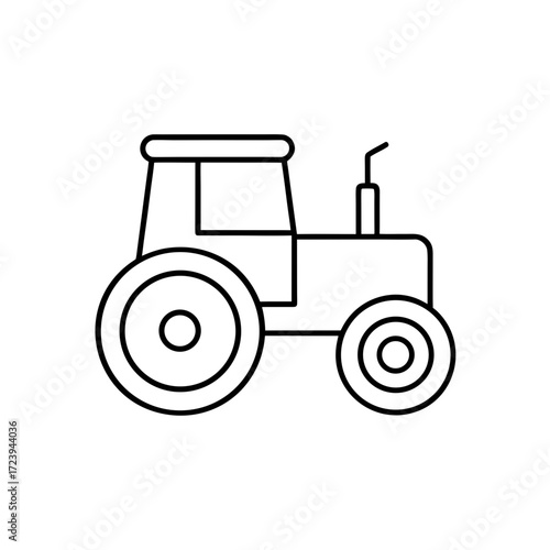 Outline drawing of a tractor on transparent background