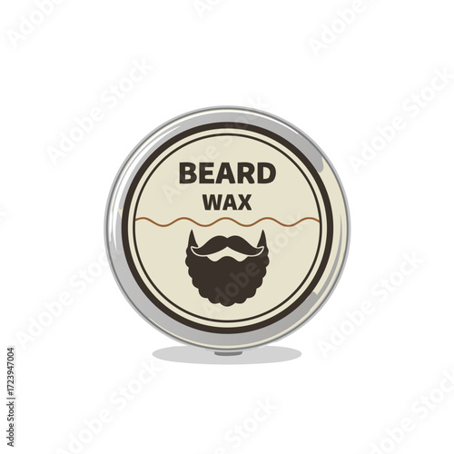 Beard wax tin illustration in natural colors isolated on a white background 