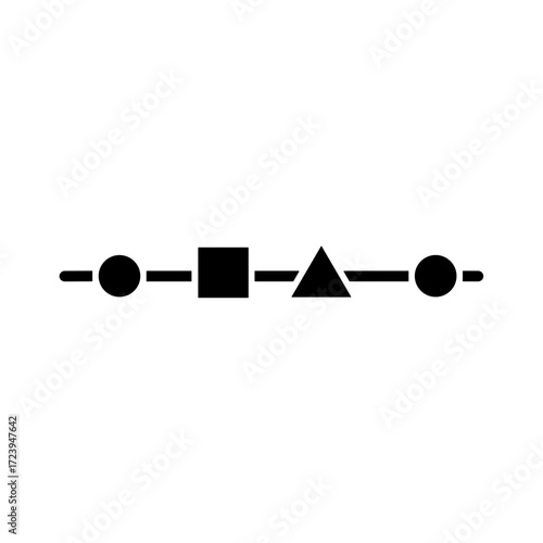 Black geometric shapes in a minimalist design layout  
