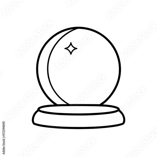 Crystal ball outline on stand on transparent background