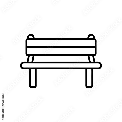 Outline of a park bench seat on transparent background