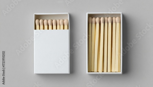Two white matchbox top-down view