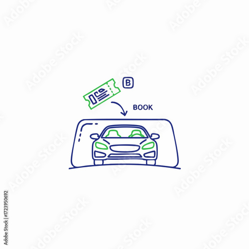 Online Car Booking and Reservation with Ticket Vector Illustration
