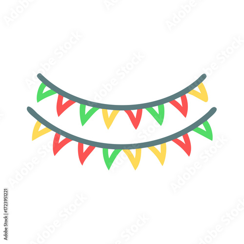 Two colorful garland strings decoration on transparent background