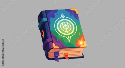 Ancient mystical book, magical spells, arcane knowledge, mystical lore, ancient grimoire.