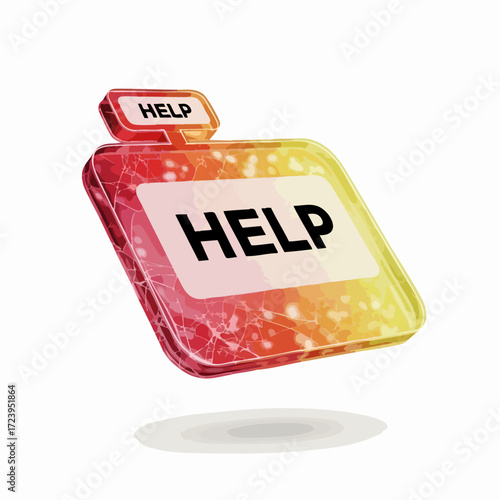 3D Help Button Icon Support Assistance Problem Solving and Customer Service Concept