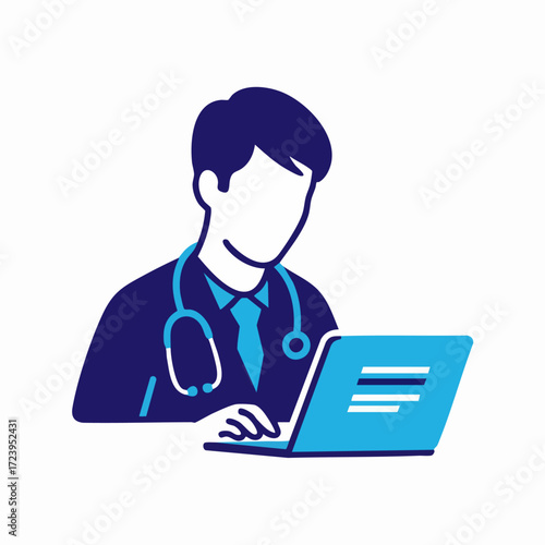 Doctor Using Laptop Telemedicine Online Consultation Icon