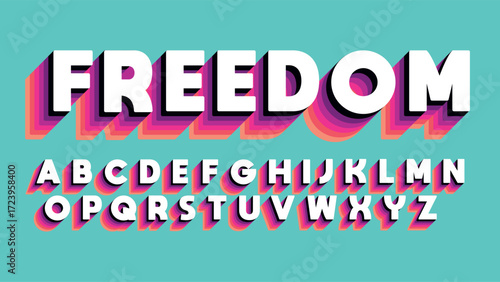 long 3d cascade colorful effect bold typography