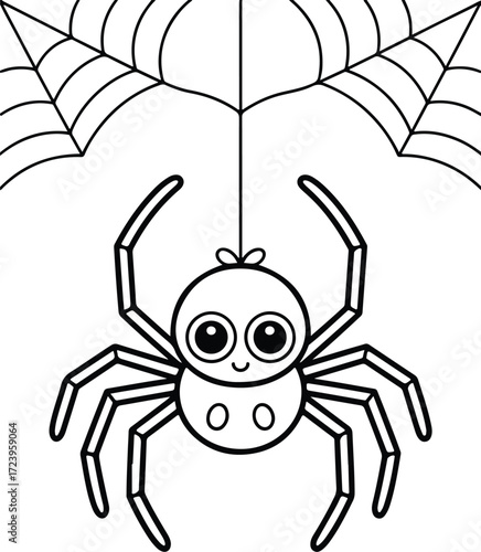 Cute spider with web, perfect for Halloween decor