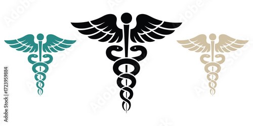 Set of caduceus medical symbol vector illustration for print medicine pharmacy prescription healthcare and medical sign symbol