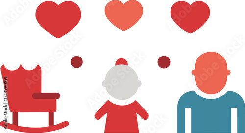 Grandparents day icons collection scalable vector illustration rocking chair family love eps vector